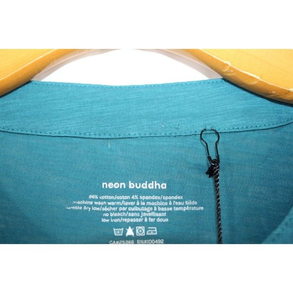 Neon Buddha Womens Teal Feeling Festive Shirt S NWT FLAW - Picture 7 of 8